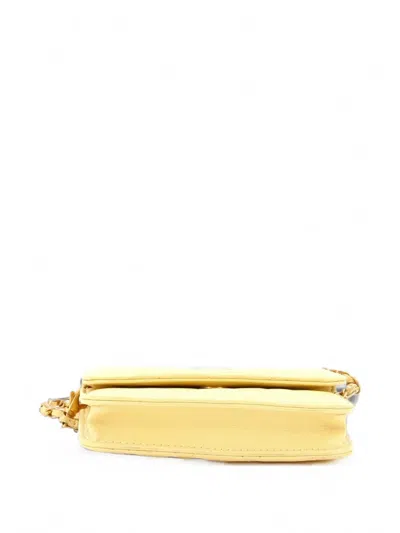 Pre-owned Chanel Pearl Crush Flap Clutch With Chain Quilted Lambskin Mini Crossbody Bag In Yellow