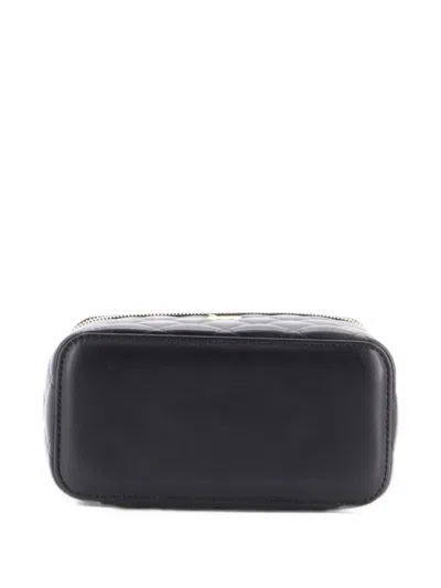 Pre-owned Chanel Pearl Crush Vanity Case With Chain Quilted Lambskin Small Clutch Bag In Black