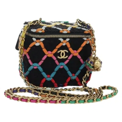 Pre-owned Chanel Pearl Crush Vanity Case With Chain Quilted Multicolor Tweed Multicolour Tweed Shoulder Bag Ba