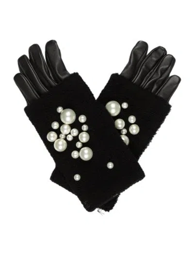 Pre-owned Chanel Pearl Gloves W/ Tags In Black