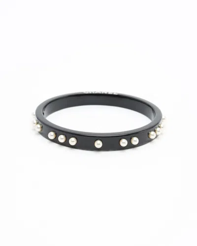 Pre-owned Chanel Pearl Resin Bangle In Black