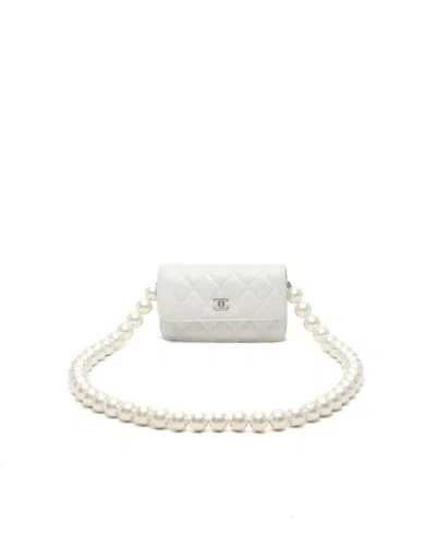 Chanel Pearl Wallet On Chain Bag In White
