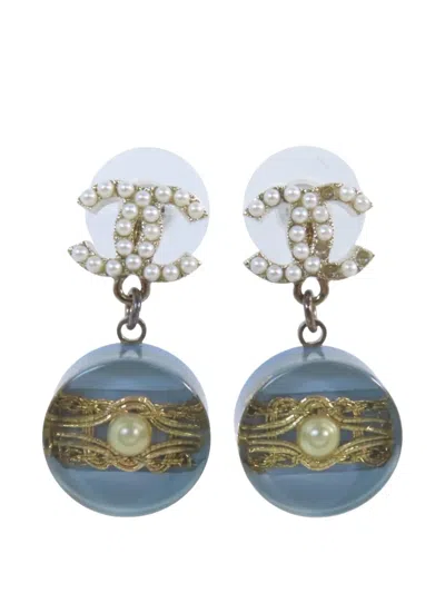 Pre-owned Chanel Pearl-embellished Earrings In Gold