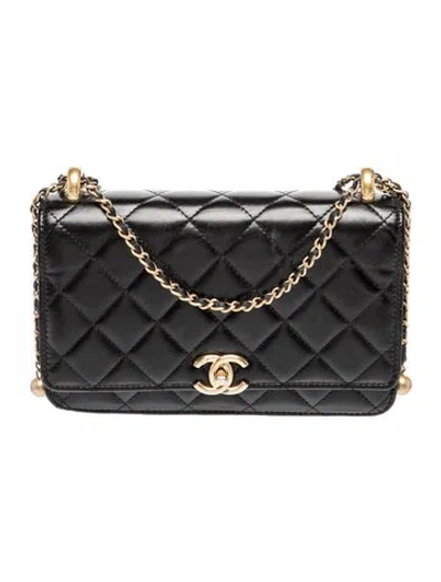 Pre-owned Chanel Perfect Fit Wallet On Chain In Black
