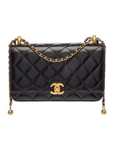 Pre-owned Chanel Perfect Fit Wallet On Chain In Black