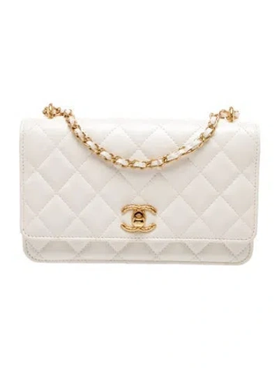 Pre-owned Chanel Perfect Fit Wallet On Chain In White