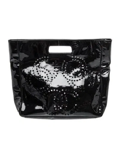 Pre-owned Chanel Perforated Cc Handle Bag In Black