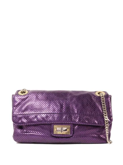 Pre-owned Chanel Perforated Chain Shoulder Bag In Purple