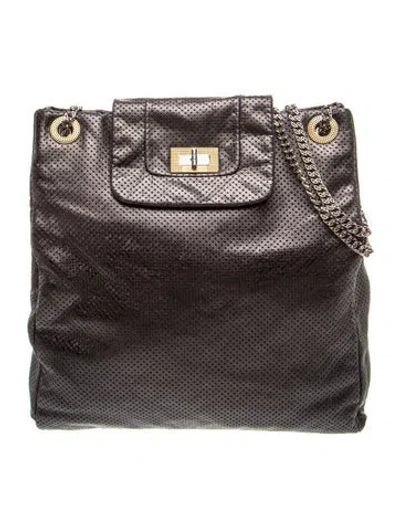 Pre-owned Chanel Perforated Drill Tote In Black