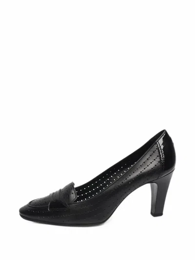 Pre-owned Chanel Perforated Leather Pumps In Black