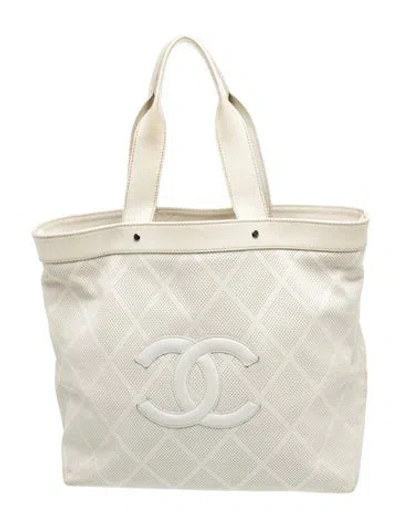 Pre-owned Chanel Perforated Timeless Tote In Neutrals