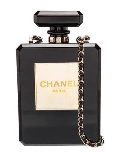 Pre-owned Chanel Perfume Bottle Clutch In Black