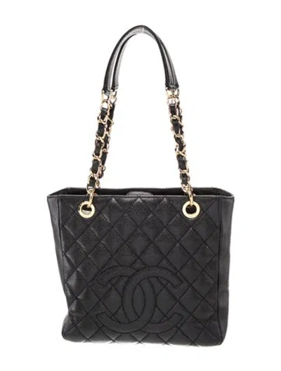 Pre-owned Chanel Petit Shopping Tote In Black
