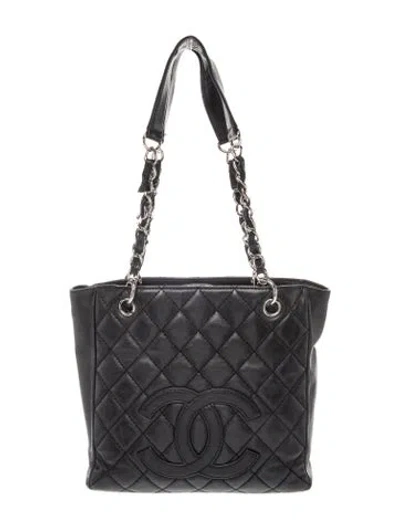 Pre-owned Chanel Petit Shopping Tote In Black