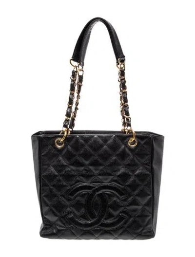 Pre-owned Chanel Petit Shopping Tote In Black