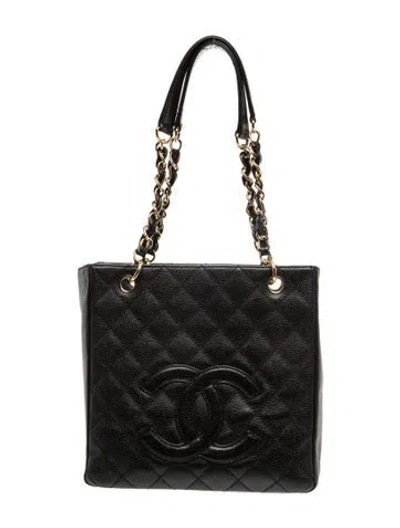 Pre-owned Chanel Petit Shopping Tote In Black