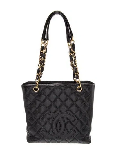 Pre-owned Chanel Petit Shopping Tote In Black