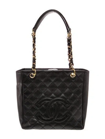 Pre-owned Chanel Petit Shopping Tote In Black