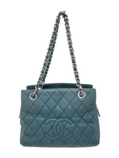 Pre-owned Chanel Petit Timeless Tote In Blue