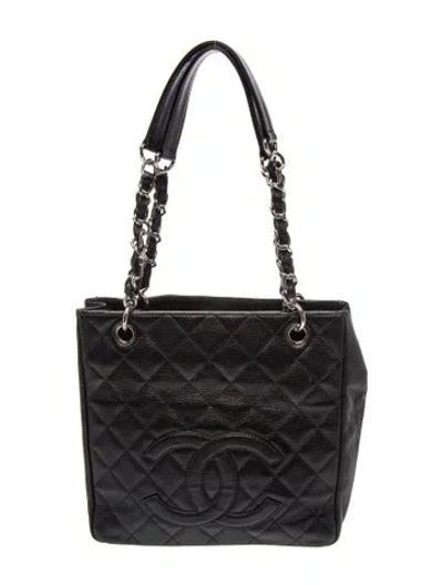 Pre-owned Chanel Petite Shopping Tote In Black