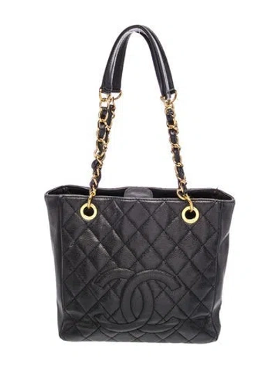 Pre-owned Chanel Petite Shopping Tote In Black