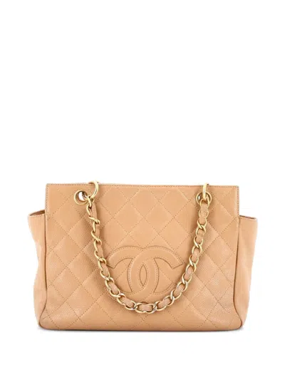 Pre-owned Chanel Petite Timeless Quilted Caviar Tote Bag In Neutral