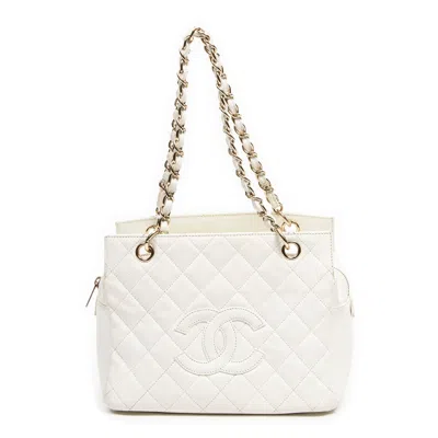 Pre-owned Chanel Petite Timeless Tote In White