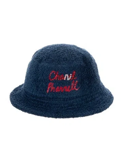 Pre-owned Chanel Pharrell Embellished Terry Cloth Bucket Hat In Blue