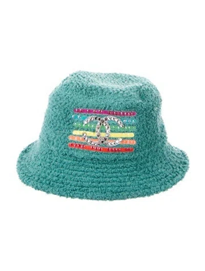 Pre-owned Chanel Pharrell Pharrell Terry Cloth Logo Bucket Hat In Blue
