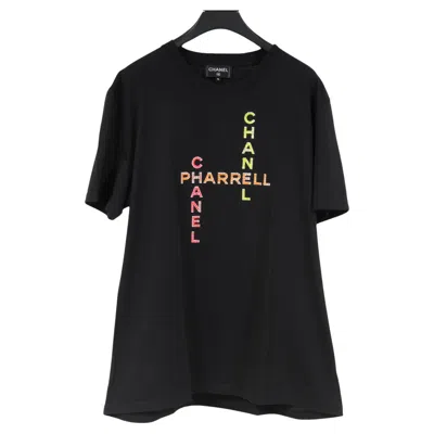 Pre-owned Chanel Pharrell T Shirt Xl Black Pink Sequence Coco Logo Cotton Short Sleeve