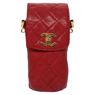 Pre-owned Chanel Phone Case Red Leather Clutch Bag ()