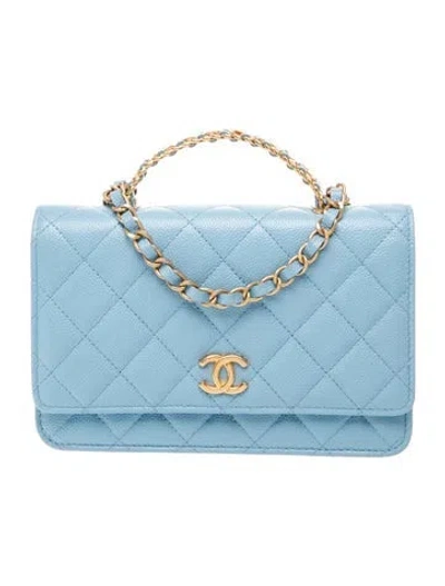 Pre-owned Chanel Pick Me Up Wallet On Chain In Blue