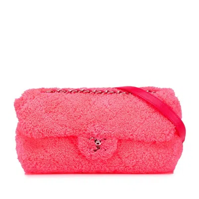Pre-owned Chanel Pile Fabric Leather Shoulder Bag () In Pink