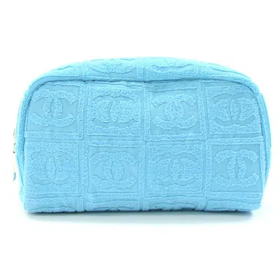 Pre-owned Chanel Pile Fabric Pouch () In Blue
