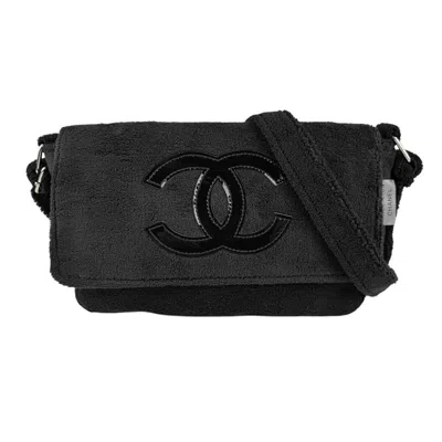 Pre-owned Chanel Pile Fabric Shoulder Bag () In Black