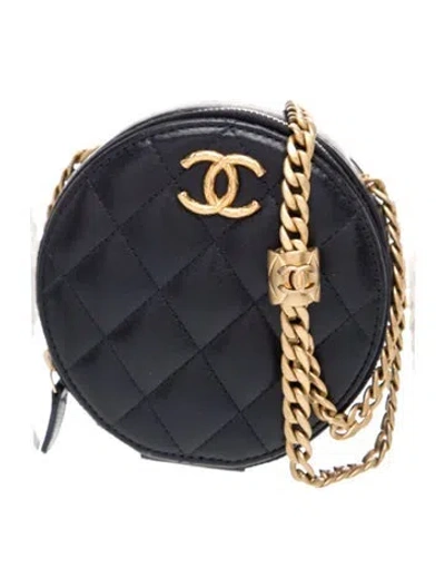 Pre-owned Chanel Pillow Crush Round Clutch In Blue
