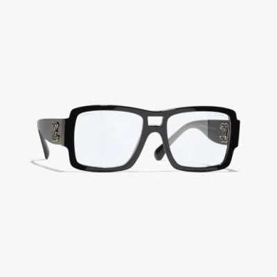 Chanel Pilot Blue Light Glasses In Black 