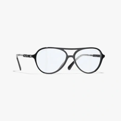 Chanel Pilot Blue Light Glasses In Black