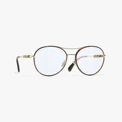 Chanel Pilot Blue Light Glasses In Gold 