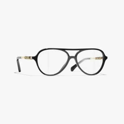 Chanel Pilot Eyeglasses In Black