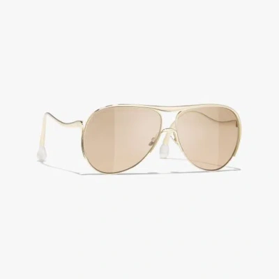 Chanel Pilot Sunglasses In Gold