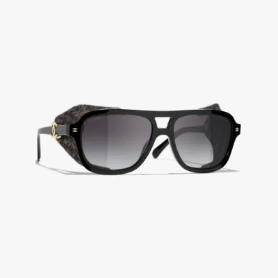 Chanel Pilot Sunglasses In Black