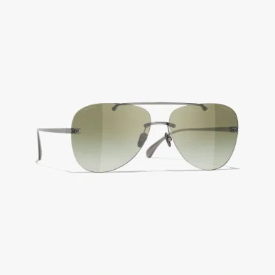 Chanel Pilot Sunglasses In Gold