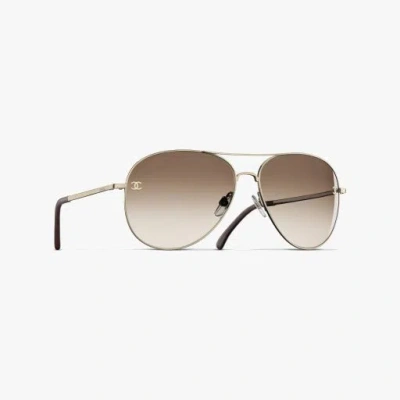 Chanel Pilot Sunglasses In Brown
