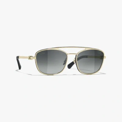 Chanel Pilot Sunglasses In Gold