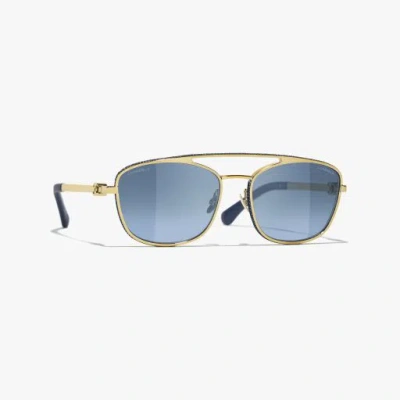 Chanel Pilot Sunglasses In Gold