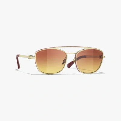 Chanel Pilot Sunglasses In Gold
