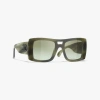 Chanel Pilot Sunglasses In Striped Green 