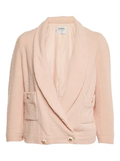 Pre-owned Chanel Tweed Shawl-collar Jacket In Pink