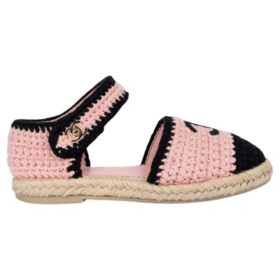 Pre-owned Chanel Pink 2022 22c Dubai Braided Knit Mary Jane Espadrilles Shoes 36